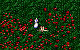 Cyrrus tends to his father, while around him the mushrooms sprout.